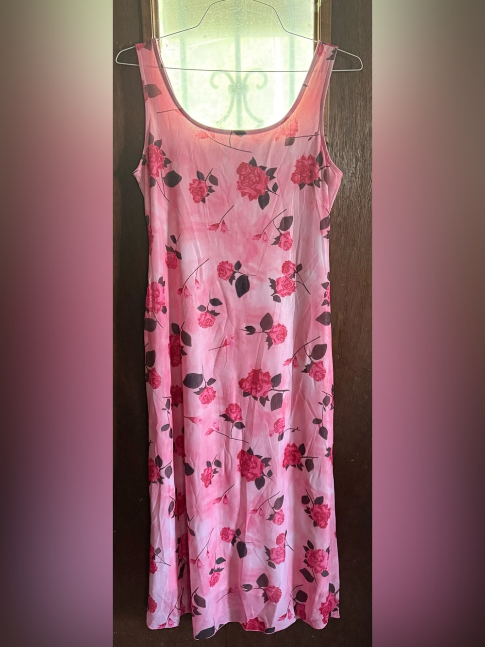Pink Floral Slip Dress - Women's Pink Rose Print